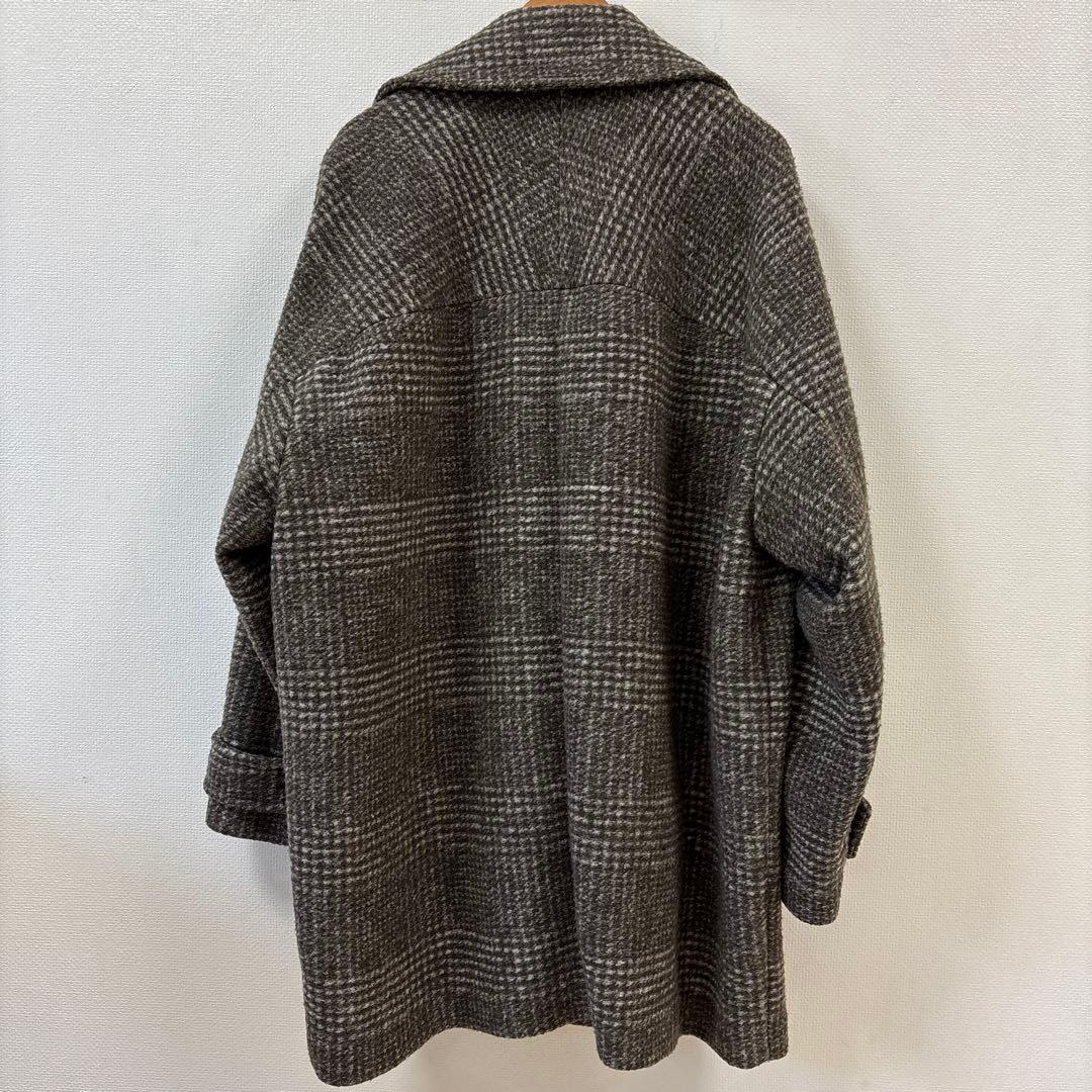 スピックアンドスパン　Wスライバーチェックハーフコート ブラウン36