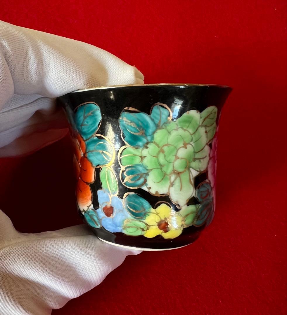 中国美術古玩 汕彩 百花不落地Tea Cup Coffee Cupカップソーサー