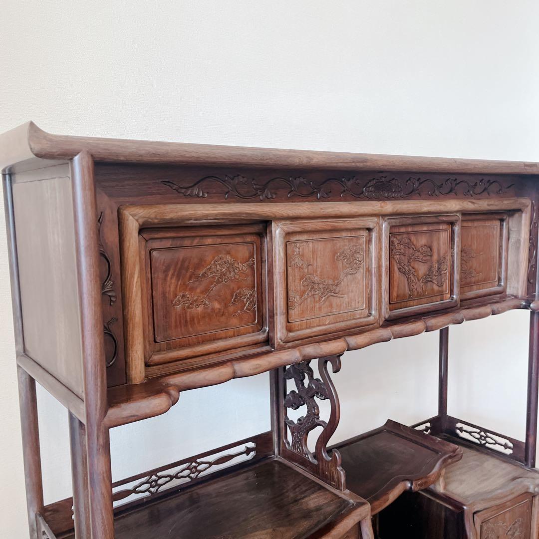 高級紫檀飾り棚　茶棚　飾り棚　唐木　飾り棚　昭和 紫壇 高級 和室 レトロ