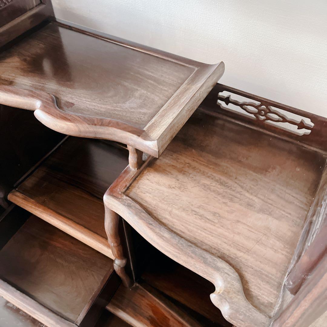 高級紫檀飾り棚　茶棚　飾り棚　唐木　飾り棚　昭和 紫壇 高級 和室 レトロ