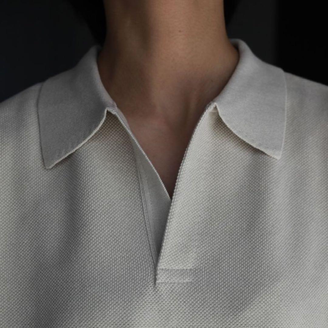 【完売品】crepuscule スキッパー　コットンニットポロ　ポロシャツ