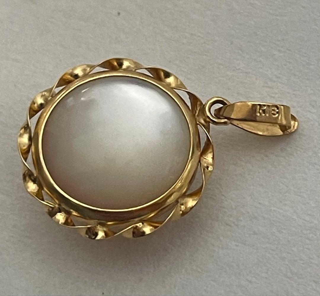 K18金 マベパール ペンダントトップ 真珠 ゴールド