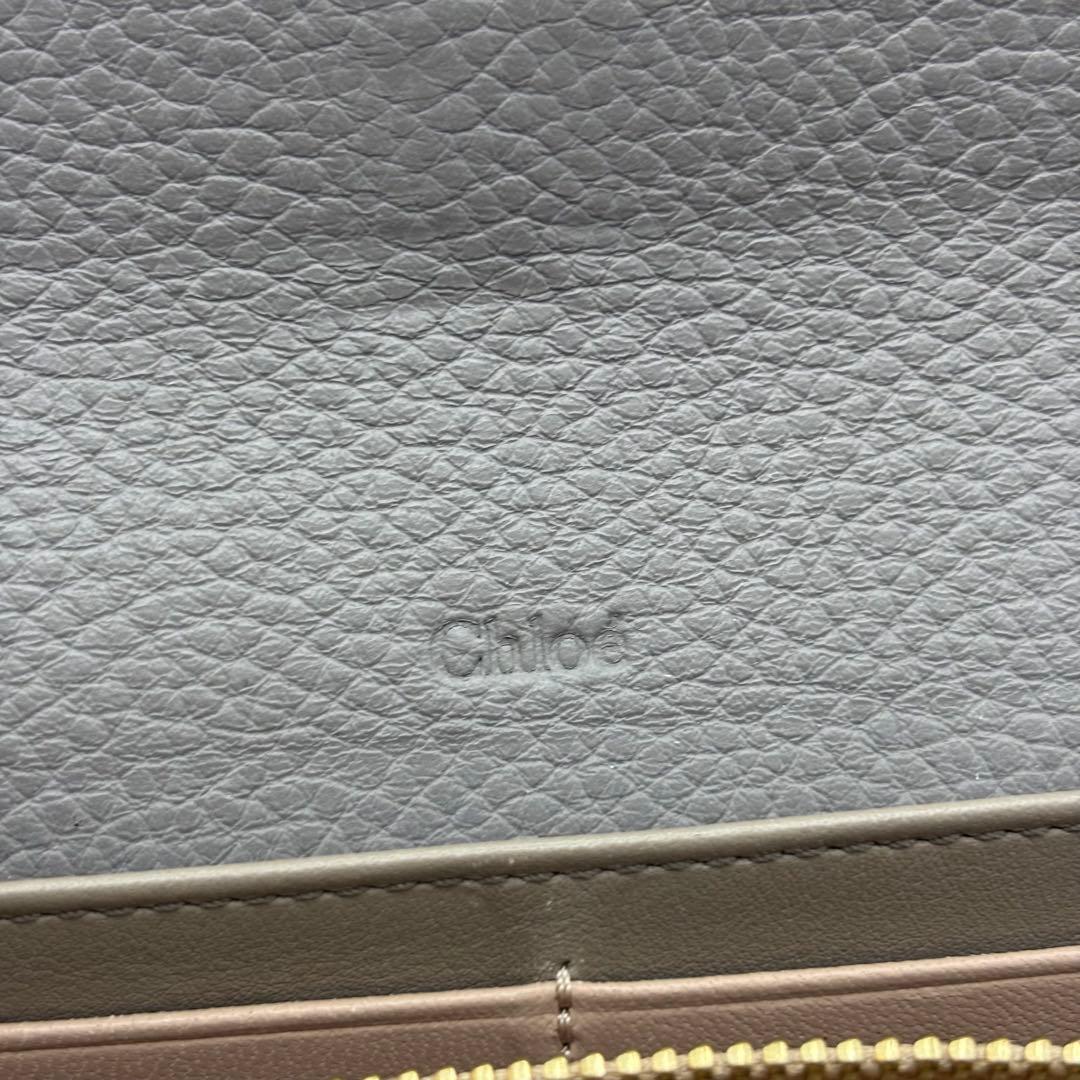 Chloe クロエ　長財布　グレー　アルファベット　レザー　レディース
