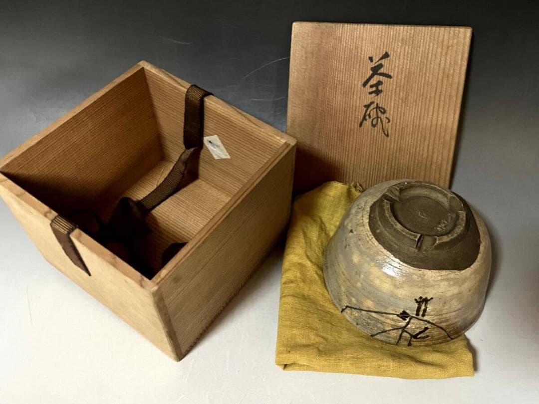 茶碗■古古曽部 御本立鶴 ？義製 銀継ぎ直し有 江戸期 お茶道具 時代物 骨董■
