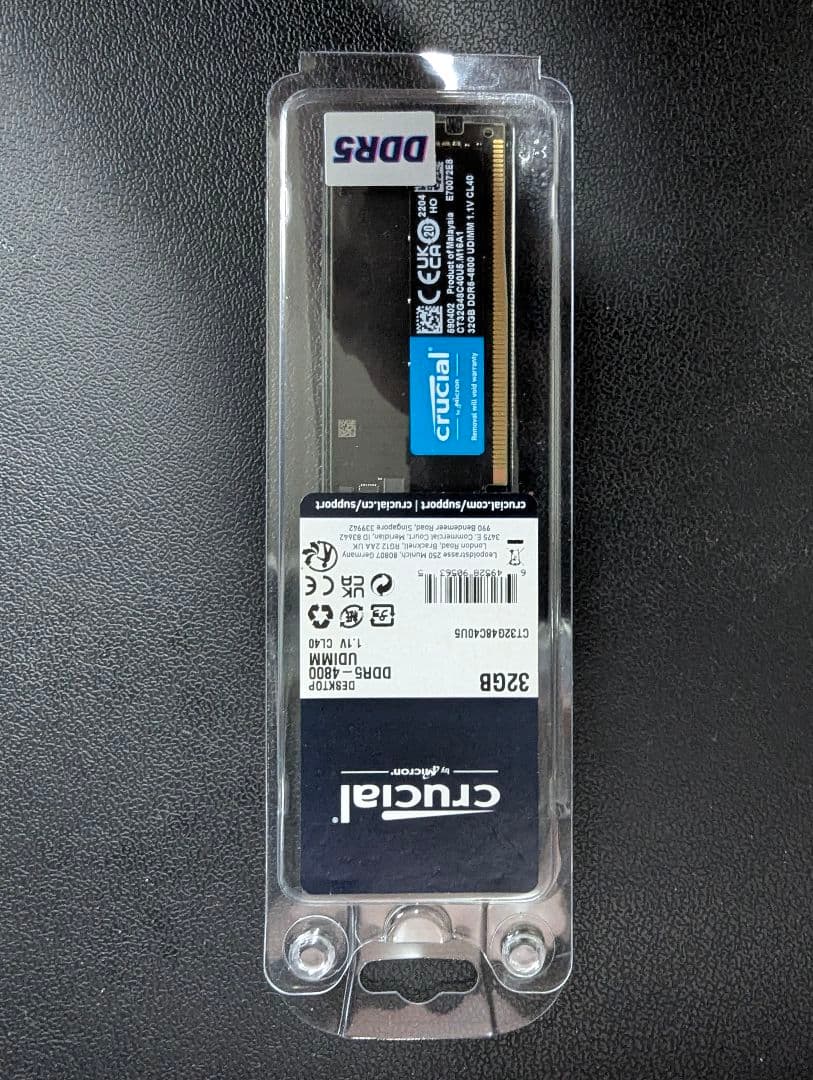 未使用 Crucial Micron DDR5-4800 32GB CL40