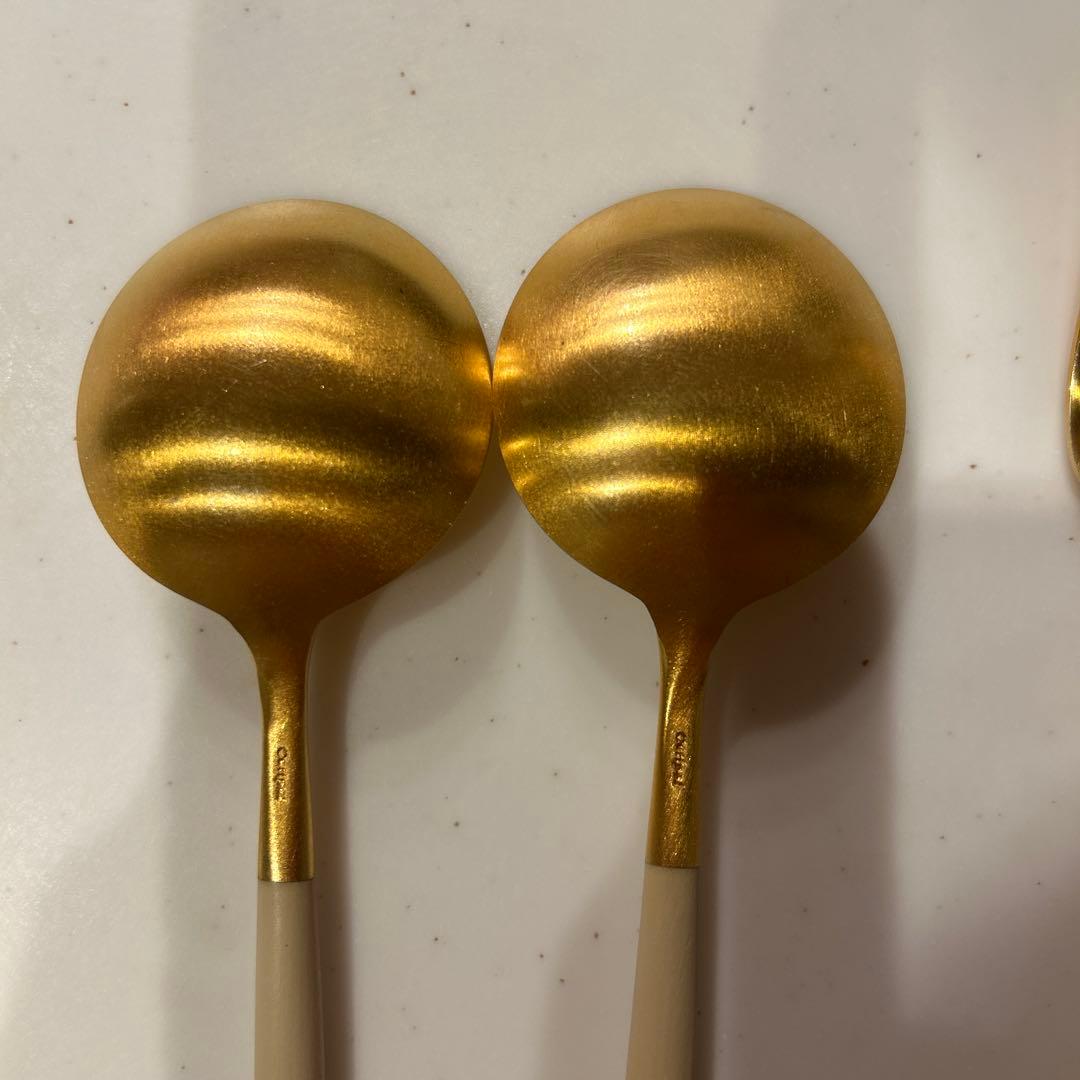 クチポールゴア　アイボリー×ゴールド ディナーカトラリー2セット