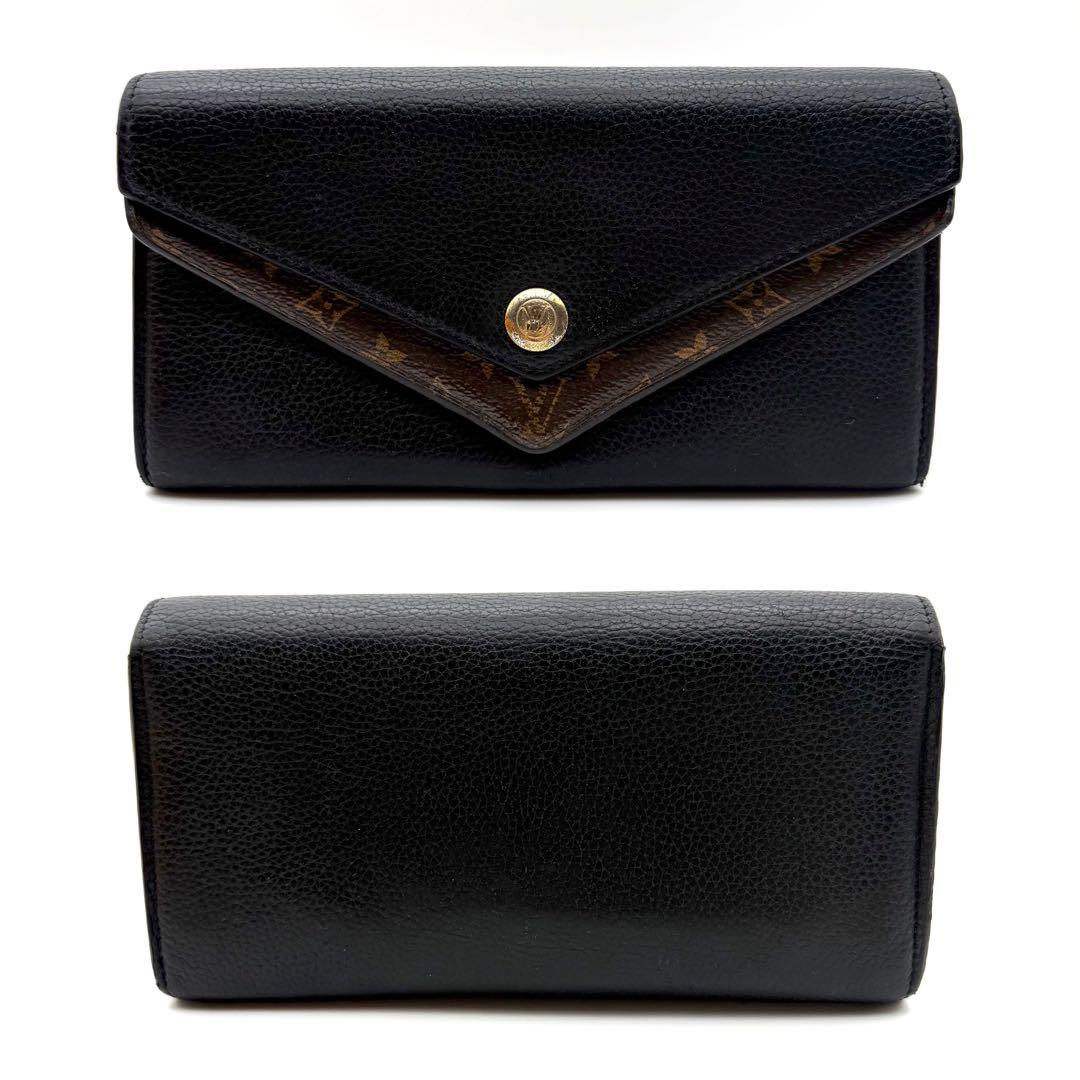 ★超極SSS美品★ヴィトン モノグラム ポルトフォイユドゥブルV 黒 長財布