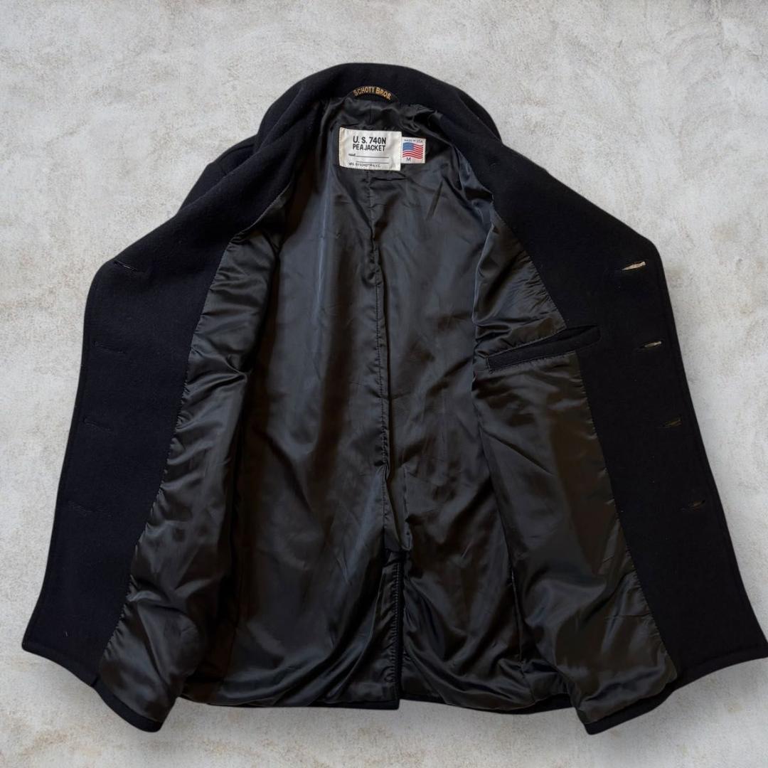 美品 Schott ダブルブレスト 38 PEA JAKET USA 紺 ④