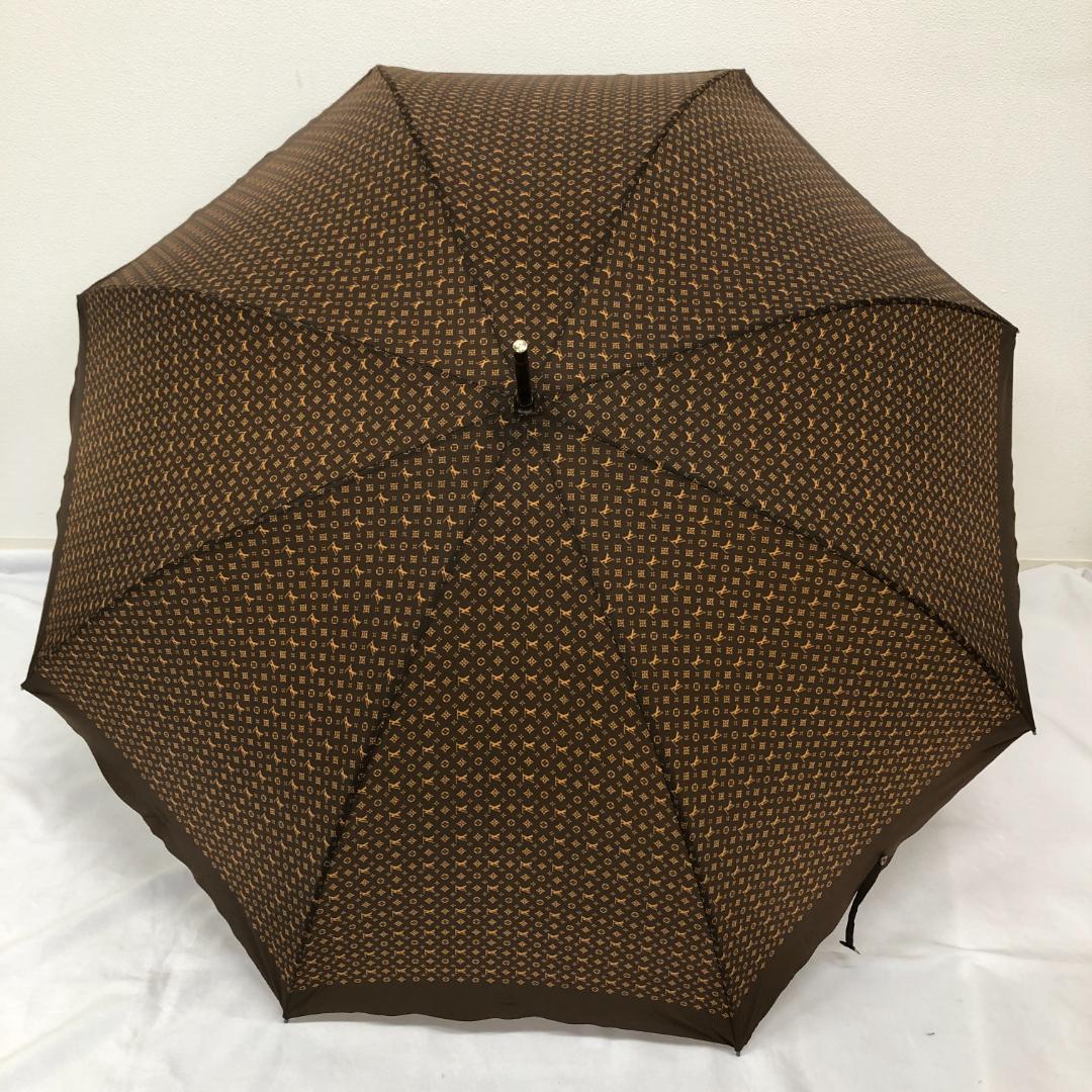 8F099/ルイヴィトン/長傘/雨傘/モノグラム/ウッドハンドル/ブラウン