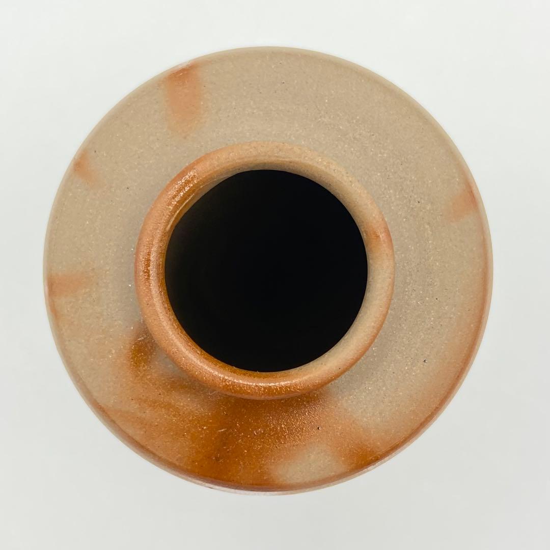 肩衝茶入 備前焼 火襷　木村陶峰　共箱入　茶道具　濃茶器　仕覆:唐松緞子　古美術