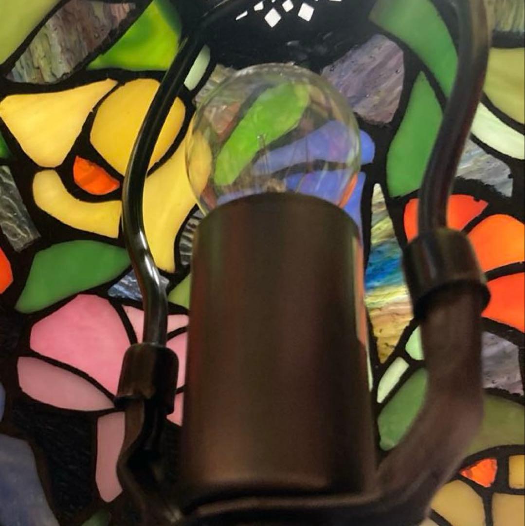 ティファニーランプ型 アンティーク卓上灯 ステンドグラスランプ 椿F