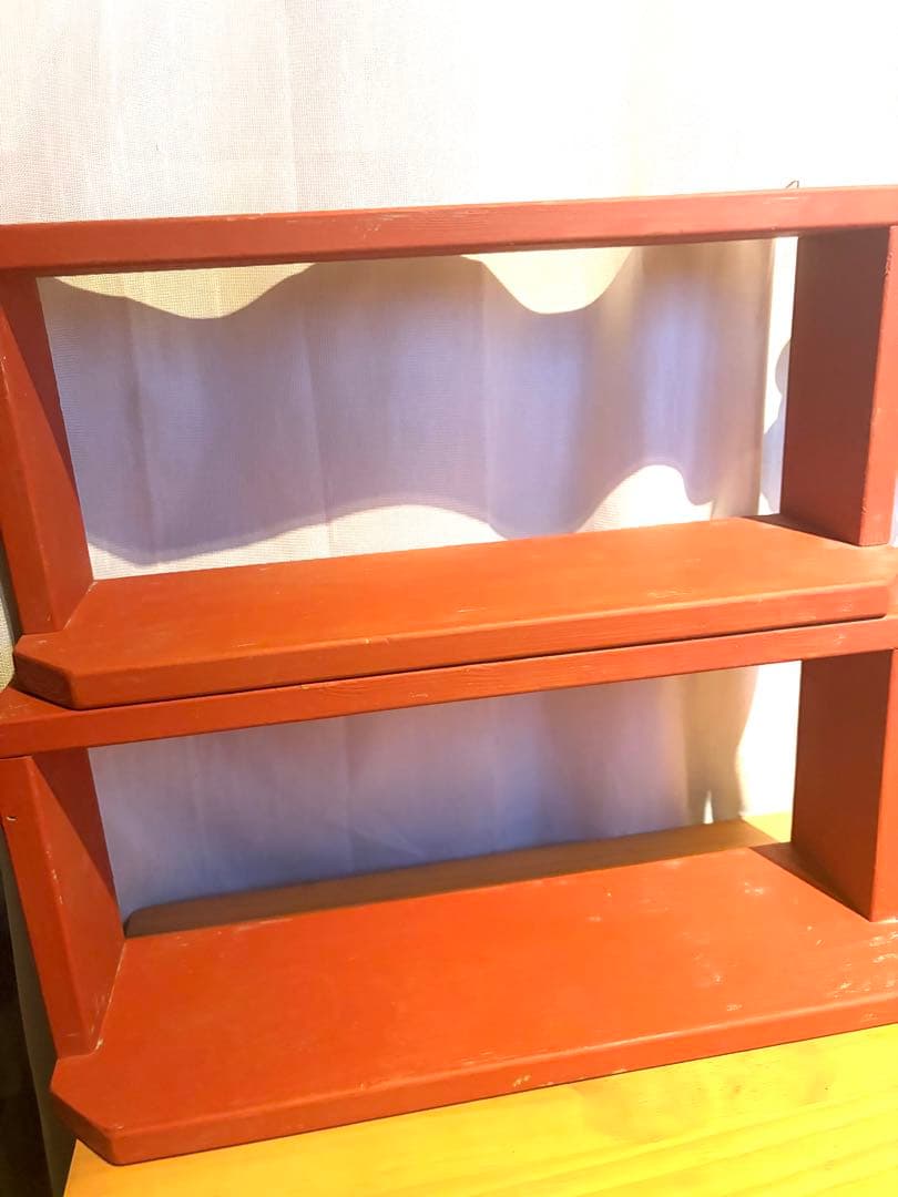 フランス製　吊り下げ式飾り棚2個　木製ビンテージ　ディスプレイ台　蚤の市