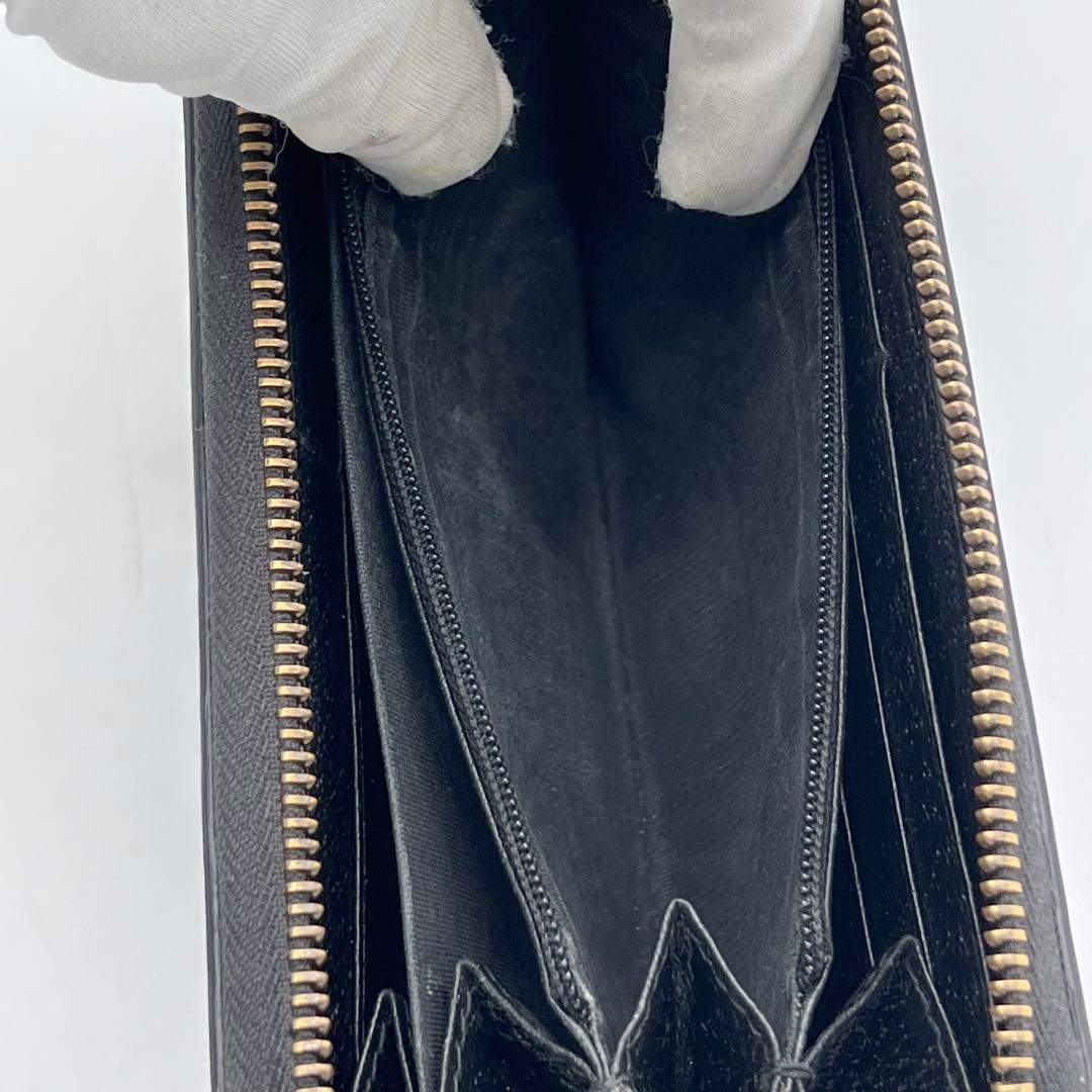 極美品GUCCI ラウンドファスナー　アニマリエ ビー スター レザー 黒