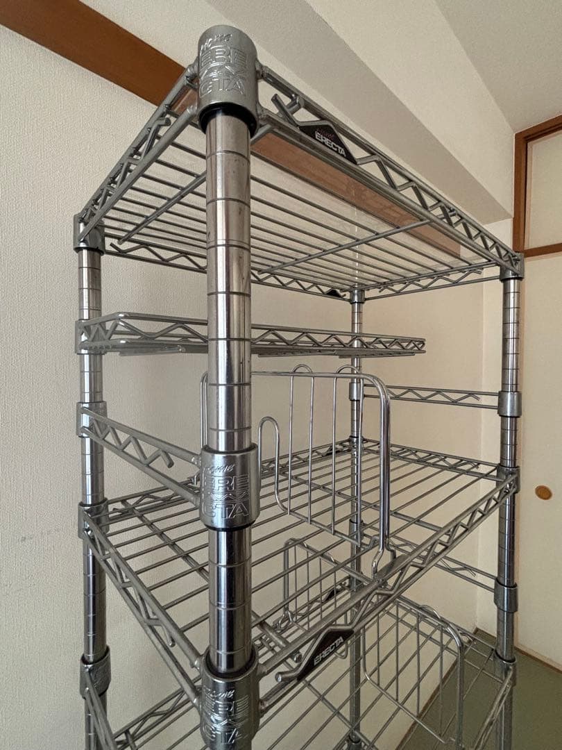 エレクター５段棚　ブックシェルフ付き アクリル板1枚付き