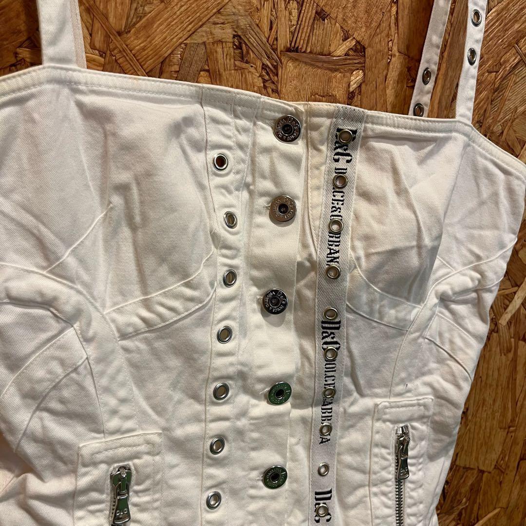 D&G DOLCE&GABBANA キャミソール ホワイトデニム レディース