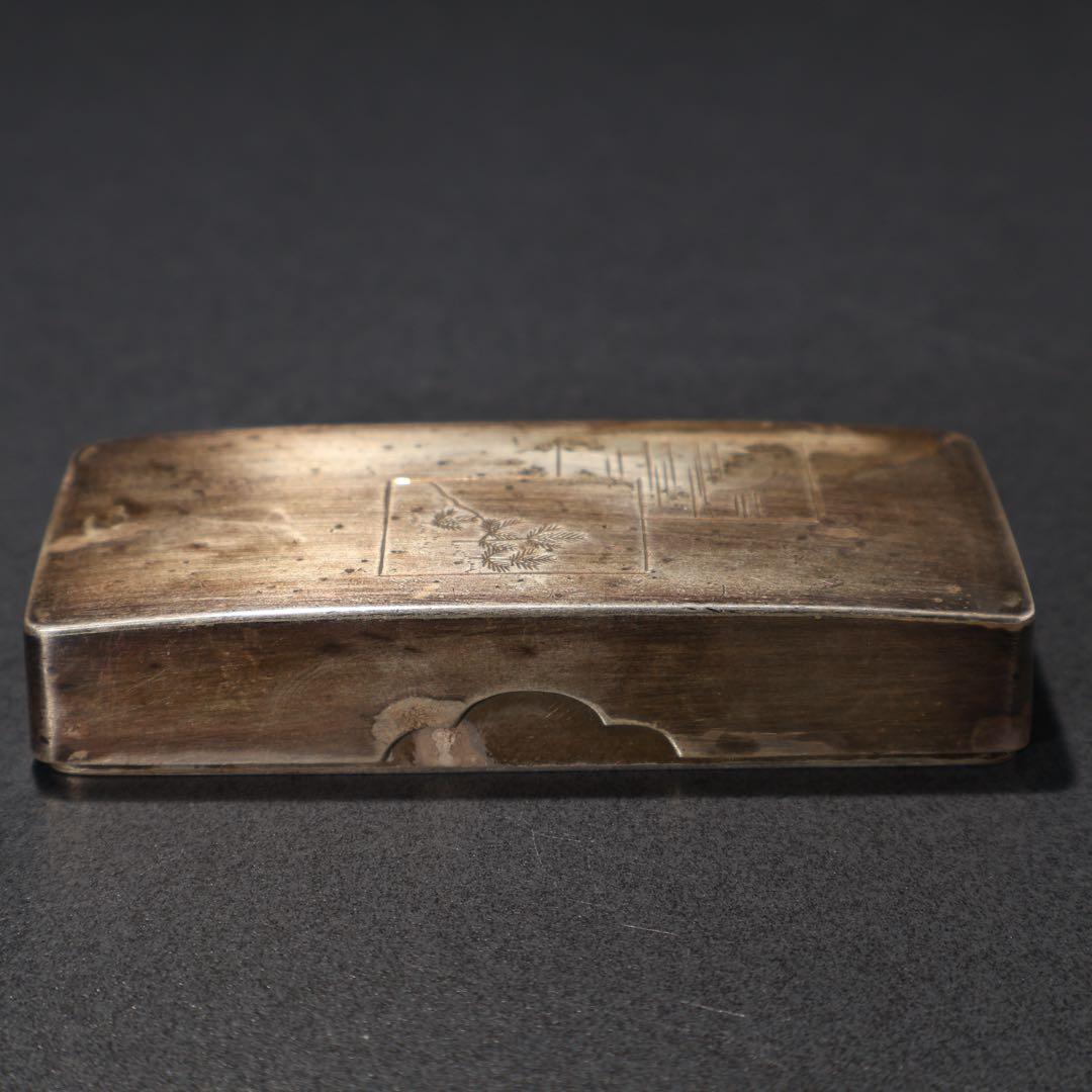 銀製　色紙文様　爪楊枝入れ　小物入れ　アンティーク　6R1481K3