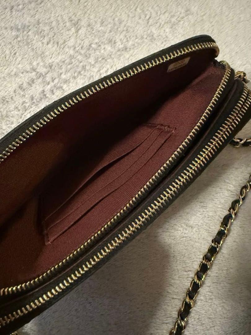 CHANEL シャネル ラムスキン マトラッセ チェーン　ウォレット ブラック