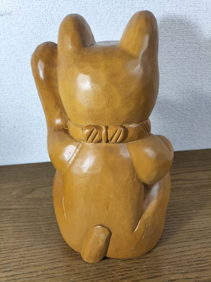 美品　木製 招き猫 彫刻　最終値下げ