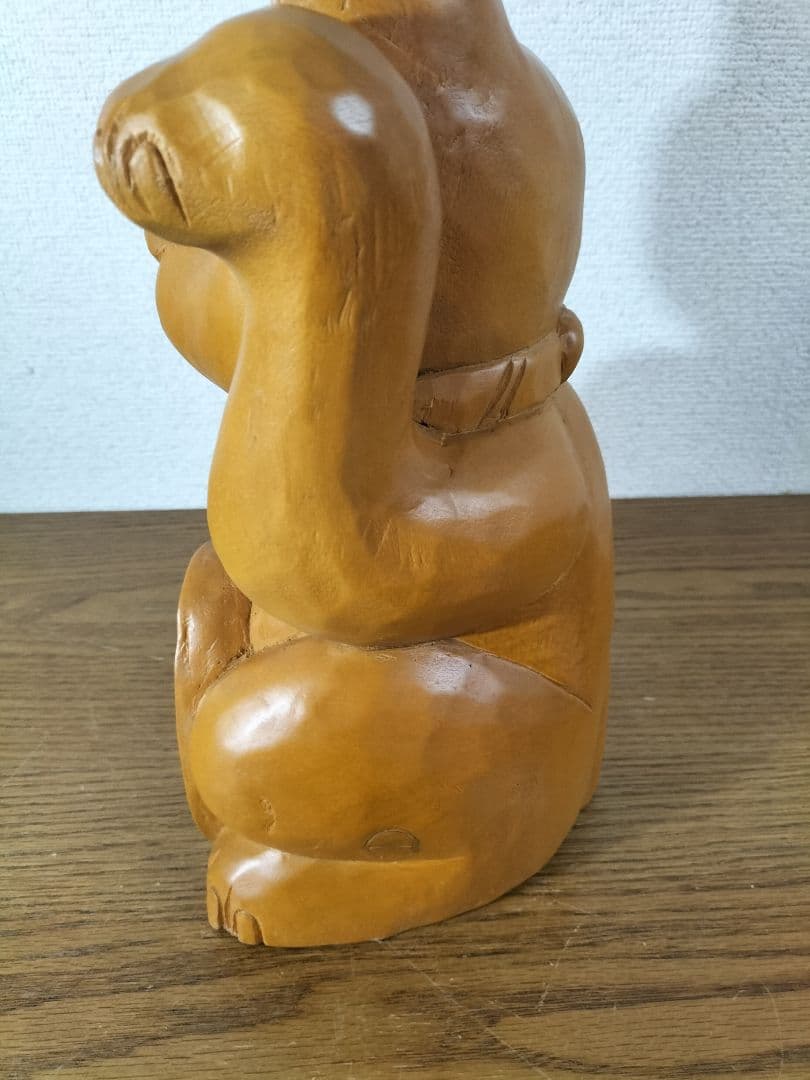 美品　木製 招き猫 彫刻　最終値下げ