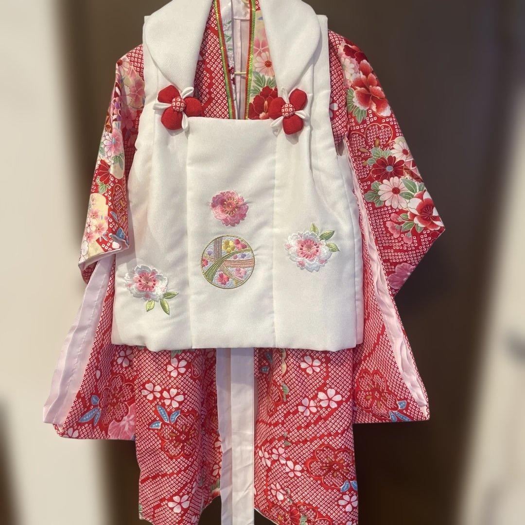 京都 花ひめ 捻り梅 赤 3歳　七五三着物