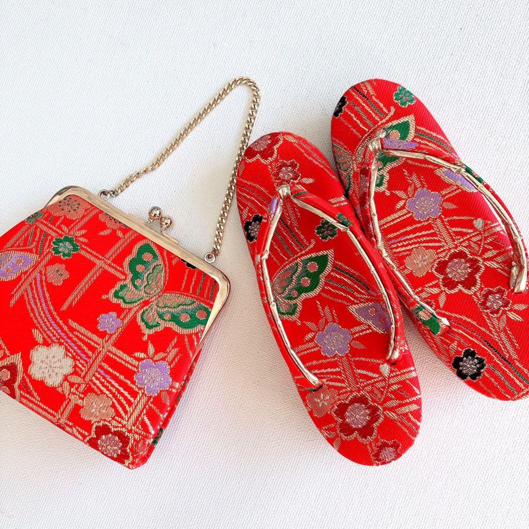 セット　七五三７歳女の子　小物　赤地　化繊　赤系　52324