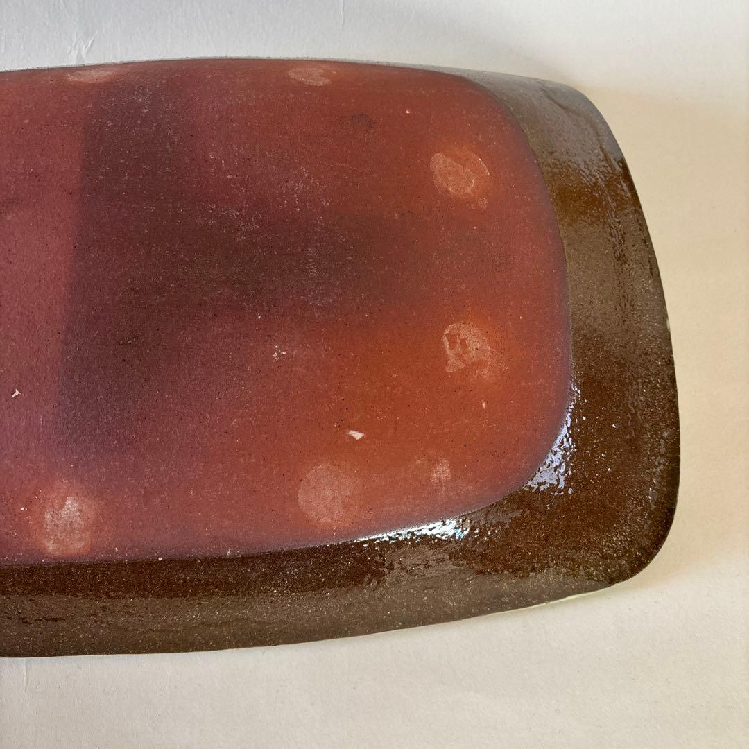 舩木研児　船木研児　白釉藁描大鉢　共箱　民藝