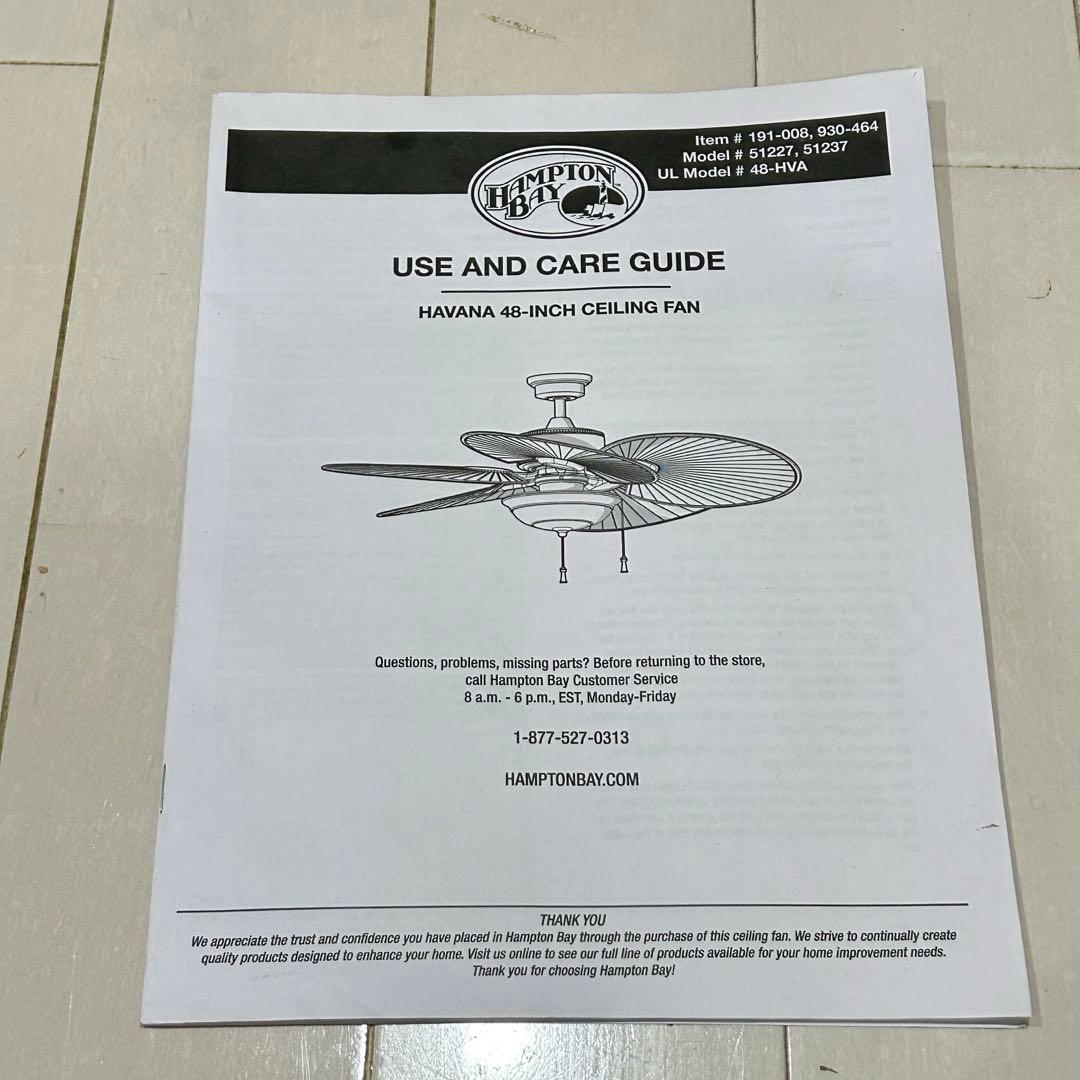 Hampton Bay ハンプトンベイ　シーリングファンライト　48インチ