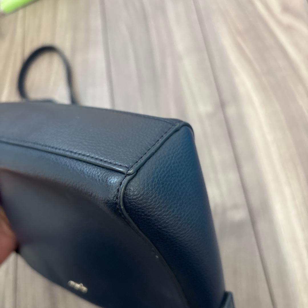 【美品】アニエスベー ショルダーバッグ ネイビー 紺 agnes b 牛革レザー
