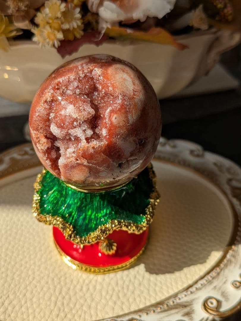 希少石❦赤ピンクアメジスト　48.5mm 天然石 スフィア