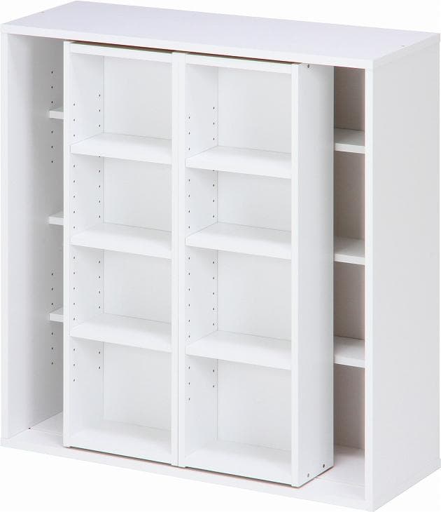 ダブルスライド収納棚 W90 ホワイト