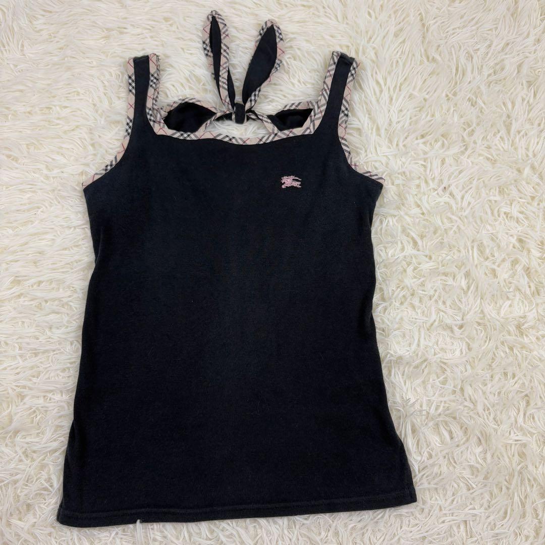 人気　バーバリーブルーレーベル　ノバチェック　リボン　キャミソール　38M 綿