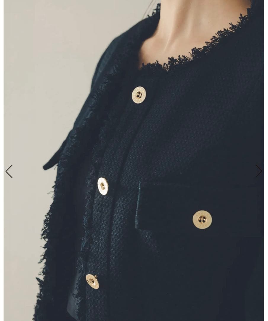 anuans ノーカラーツイードジャケット