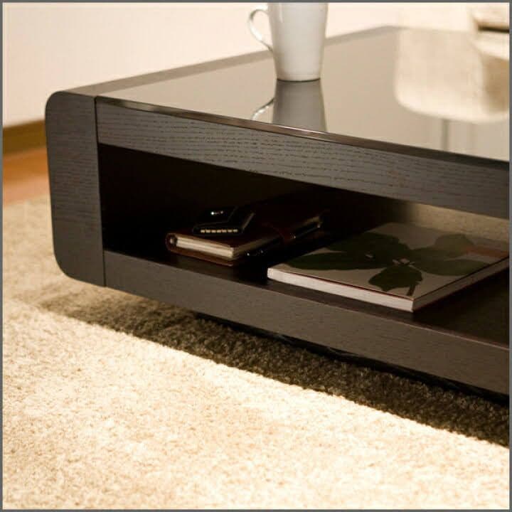 8万5000円のローテーブル 木製 ガラス ブラック 130cm ※値下げ不可