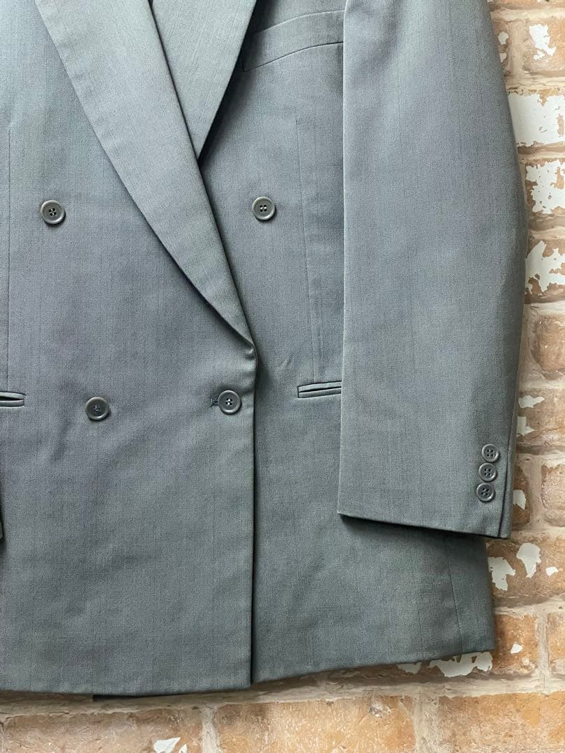 00s ダブルジャケット　セットアップ　ダブルスーツ　レトロ　グレー　y2k