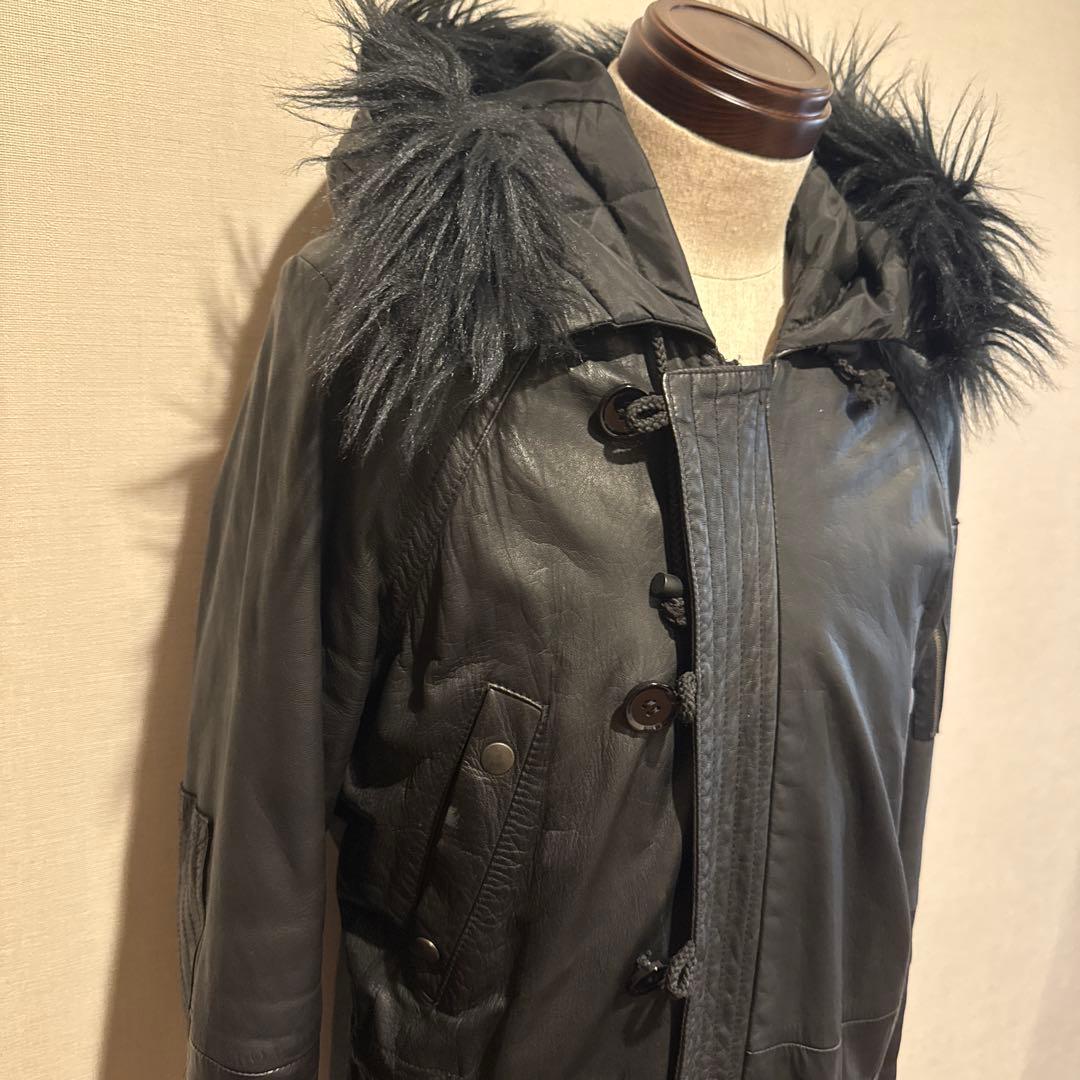 Luisルイスのレザー ファー付き レザーモッズコートbacklash愛好家に