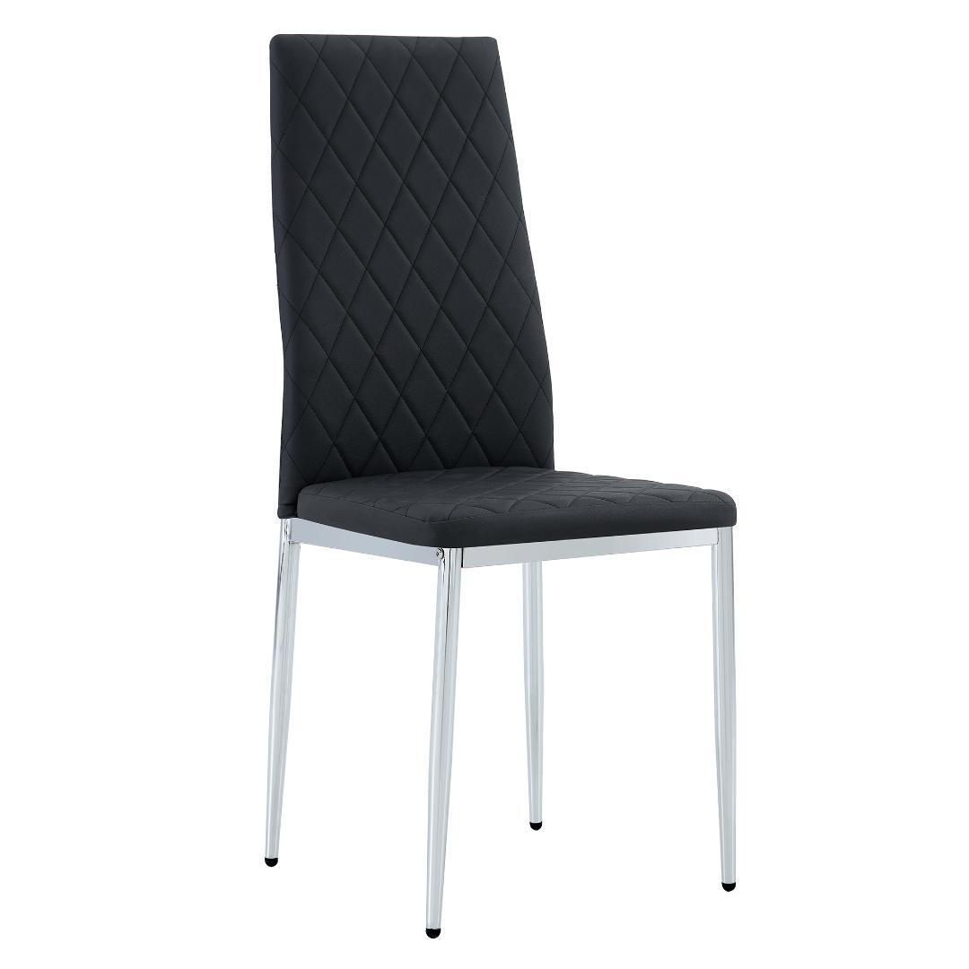 ダイニングチェア 4脚セット レザー メッキ脚 椅子 イス 食卓椅子 菱形