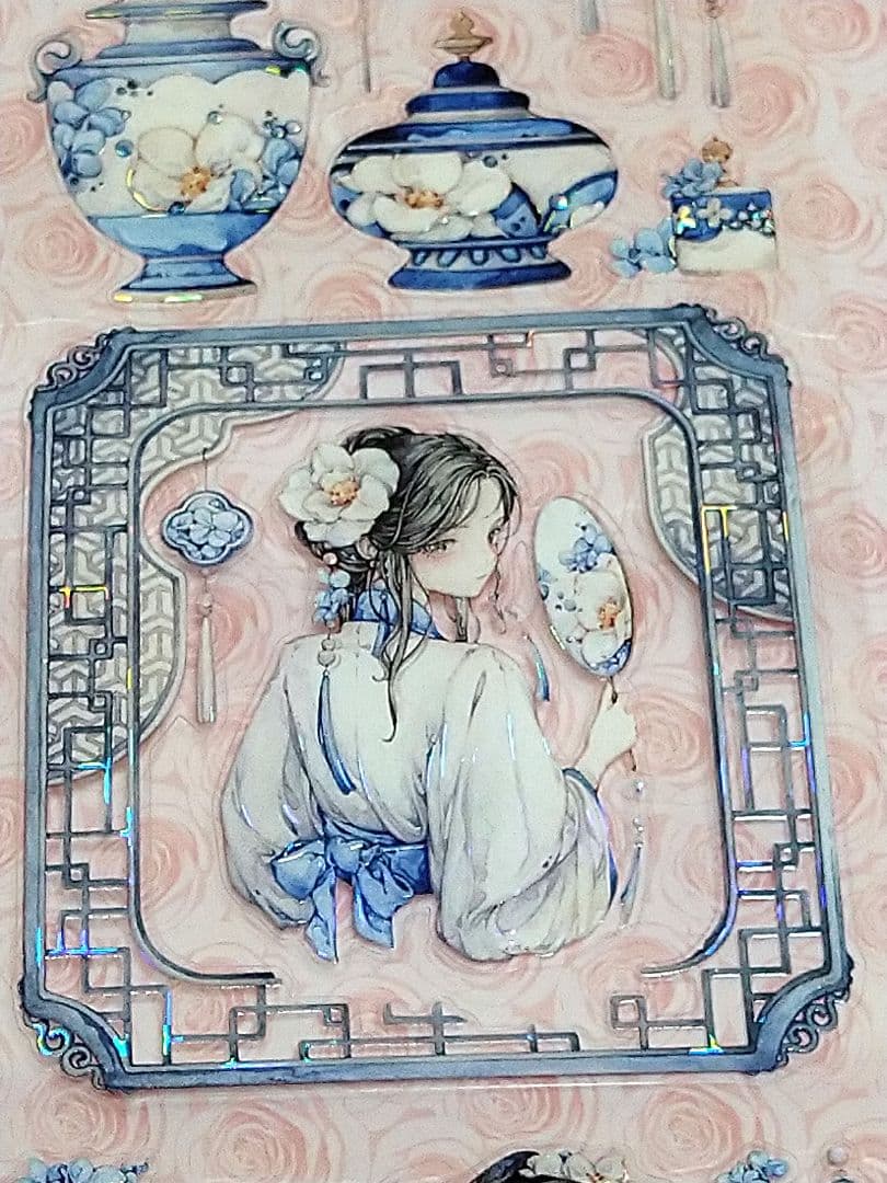 J1016＃等烟雨(模切贝壳光)野葵切り売り海外人物マステ女の子