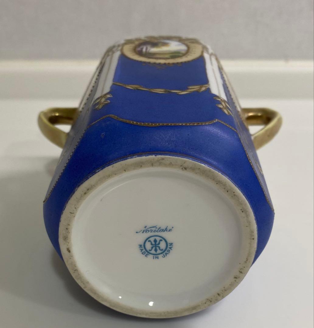 オールドノリタケ花瓶　マルキ印　ブルー