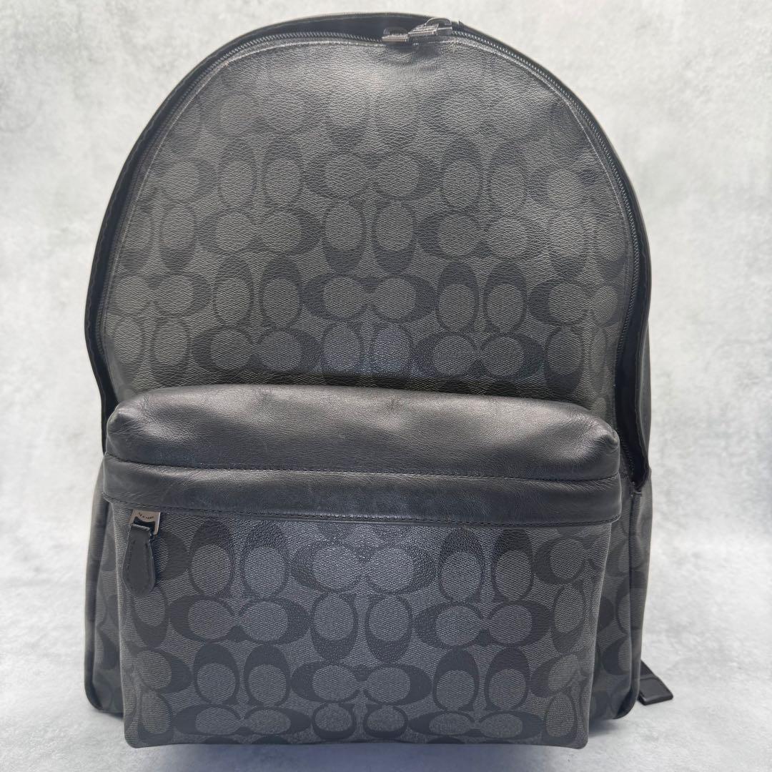 COACH コーチ リュック PVC ブラック シグネチャー チャールズ 大容量