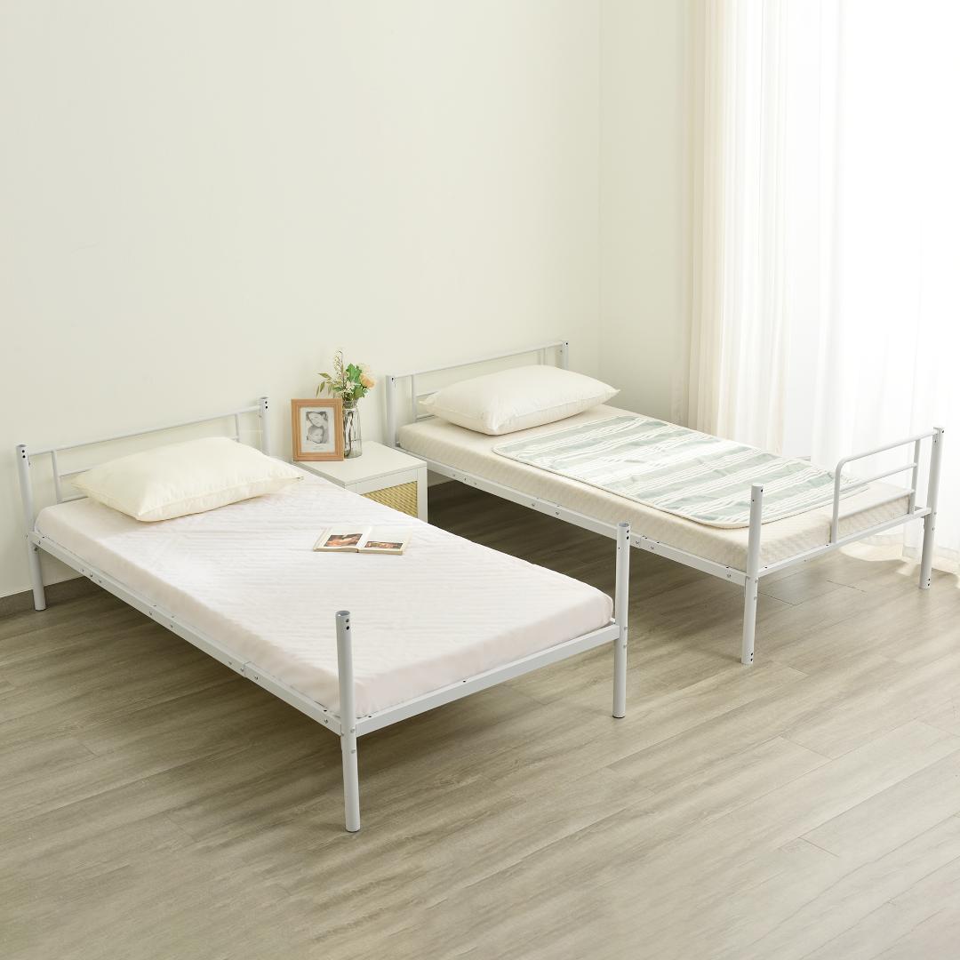 ホワイト 二段ベッド 2段ベッド スチール 耐震 ベッド シングル パイプベッド