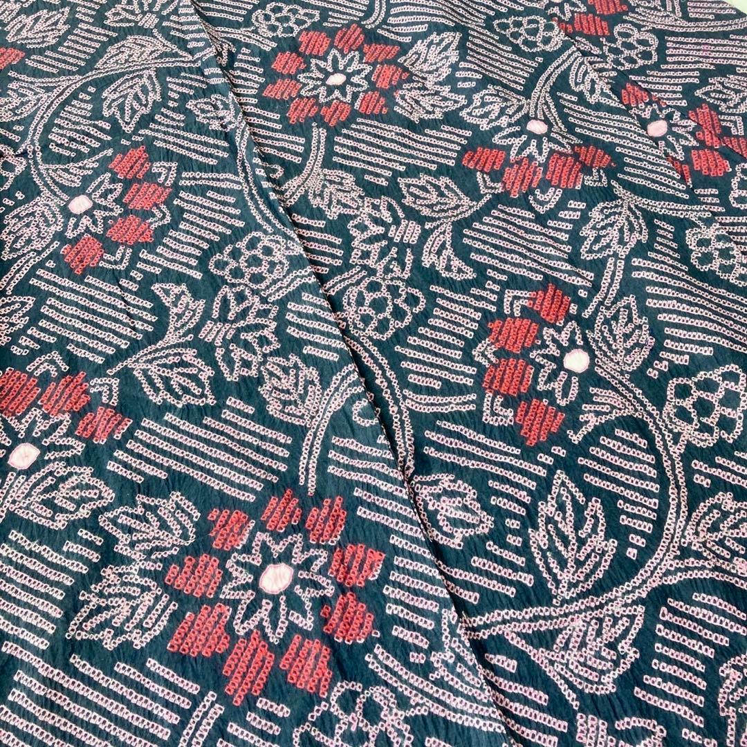 ★みっこ ★™️91/33 身丈160 濃グレー ピンク 有松絞り 絞り浴衣