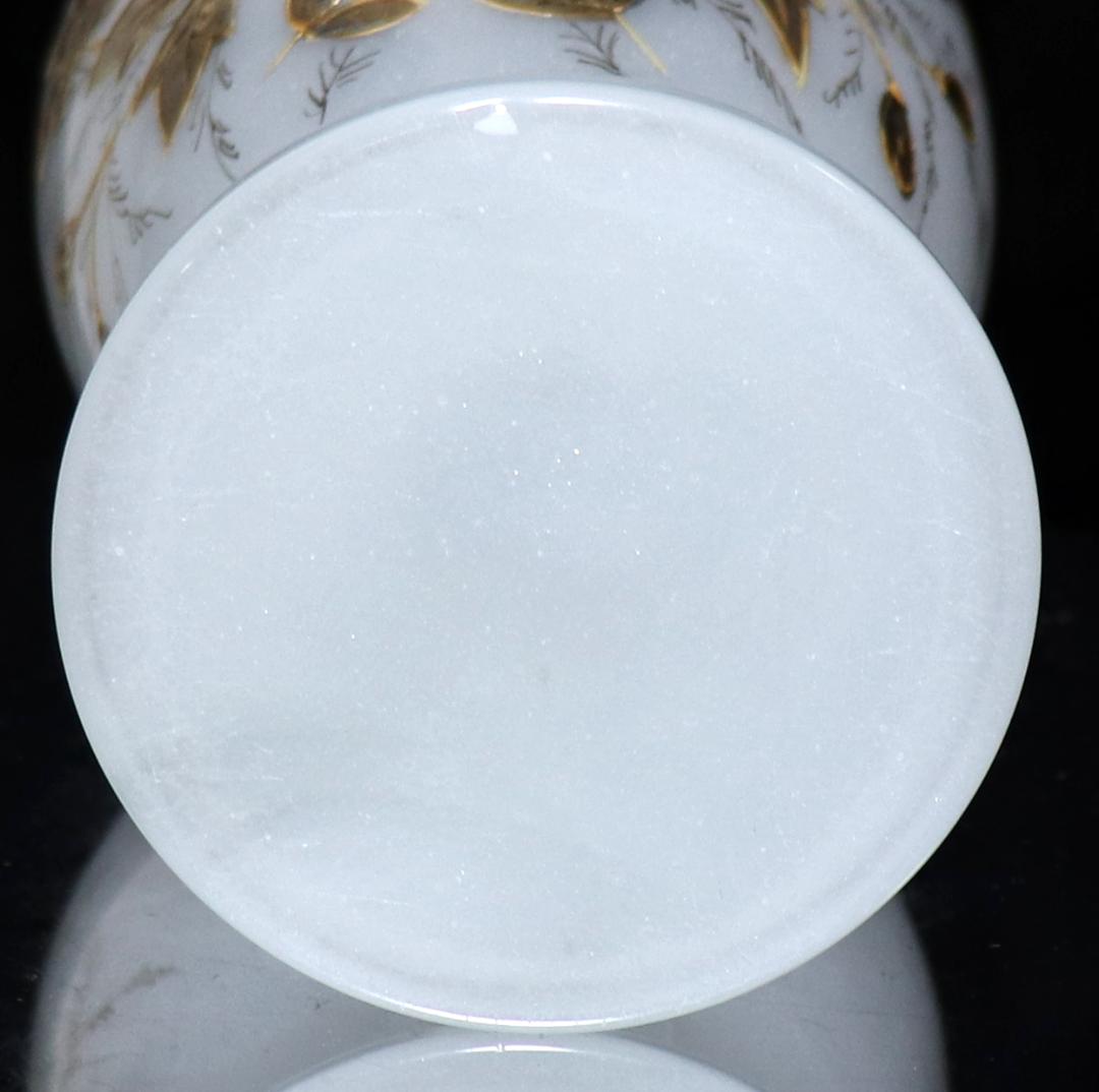 オールド・バカラ 大型30.3cm 金彩花柄花瓶オパーリンクリスタル製壺ゴールド