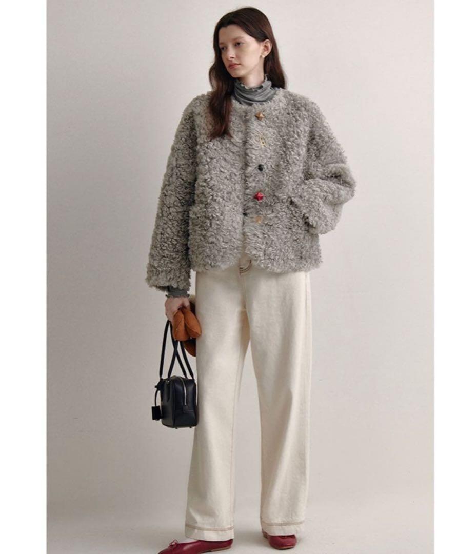 Fano Studiosカラフルボタン　ノーカラーボアショートコート　美品　M