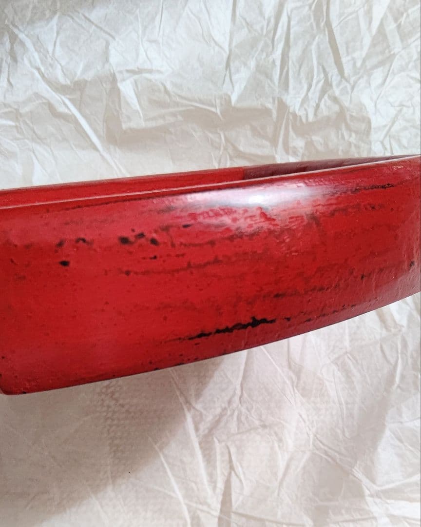 松崎融 朱漆 額縁 古布 民芸 民藝