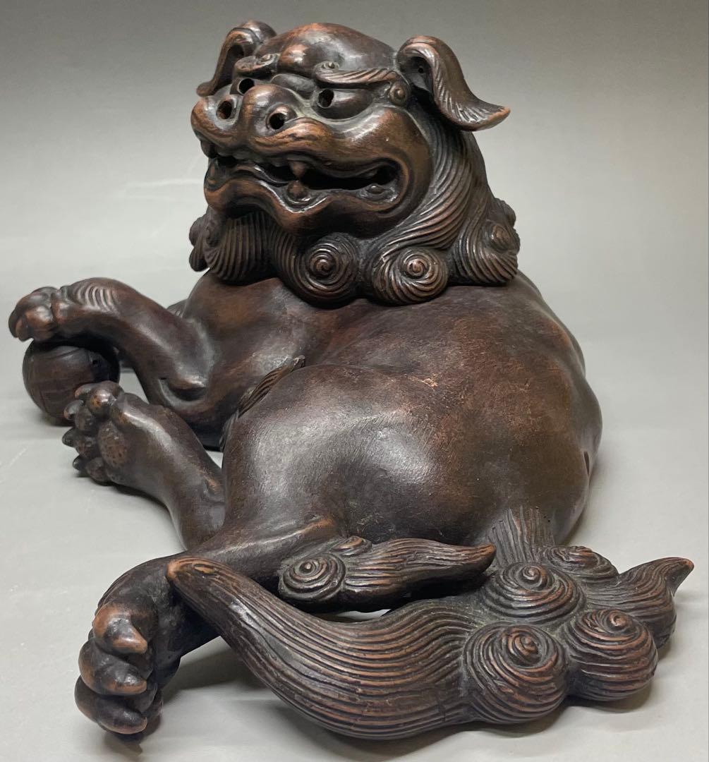 古備前　玉乗り　獅子香炉 　bg410