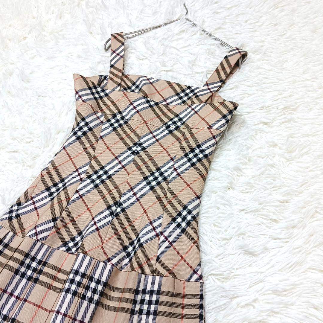 お洒落✨　バーバリーブルーレーベル　ミニワンピース　プリーツ　チェック　本革　M