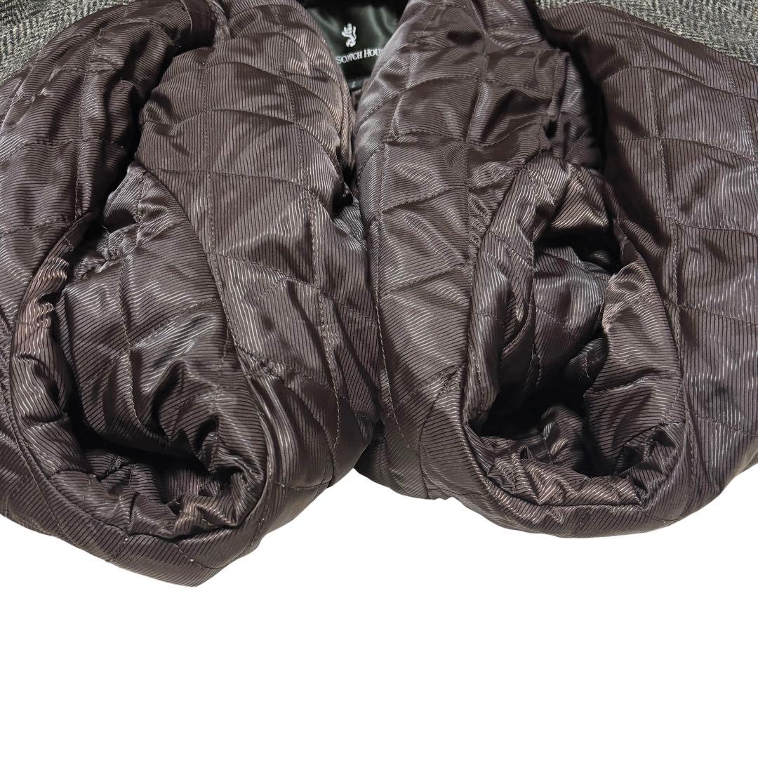 美品 スコッチハウス ハリスツイード ヘリンボーン ツイード ダッフルコート L