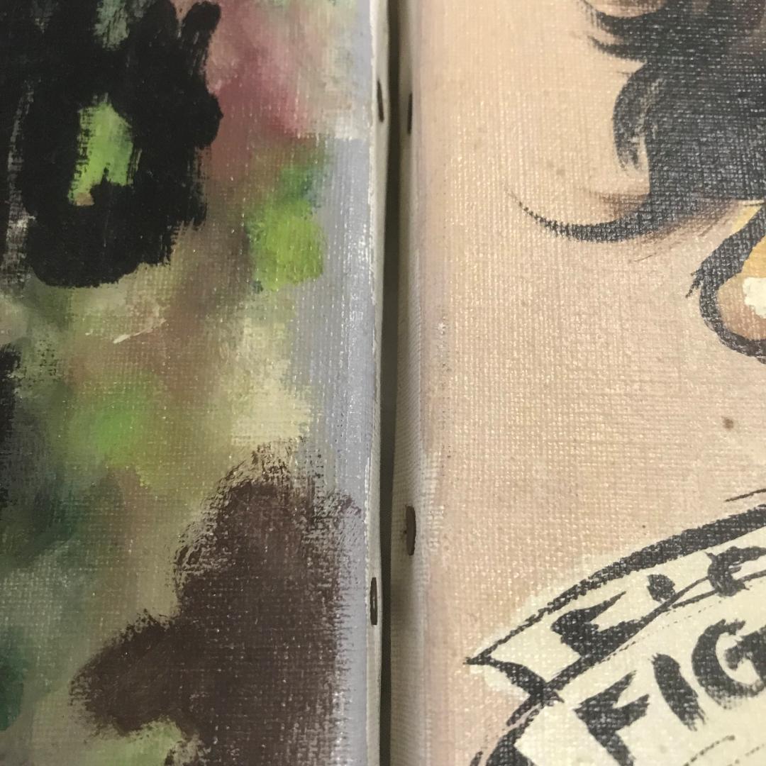 絵 女の子 男の子 作者不明 PARIS パリ 絵画 美術品 骨董品 ２枚セット