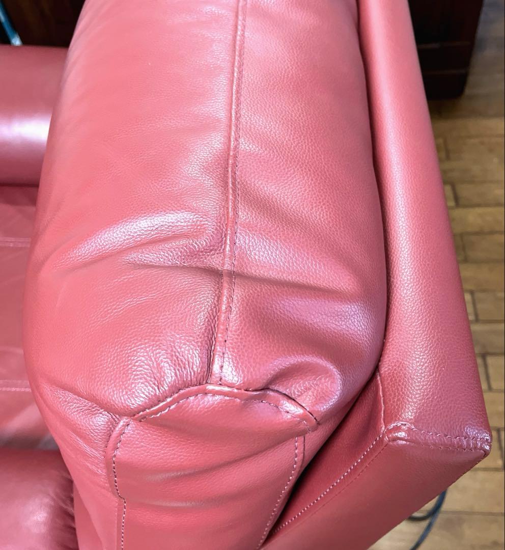 電動リクライニングソファ 本革　1人掛けレッド