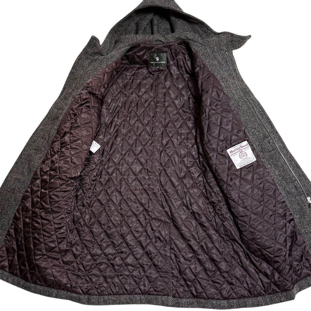 【XLサイズ】ハリスツイード × スコッチハウス ダッフルコート ヘリンボーン